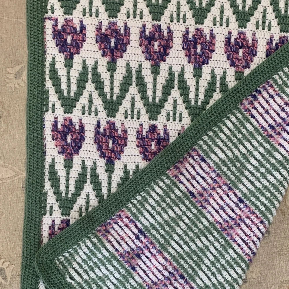 Handcrafted Mosaic Crochet Tulip Blanket